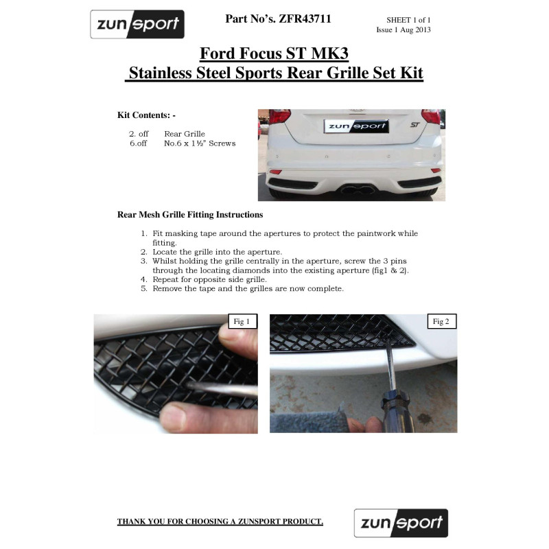 Ford Focus St Mk4.5 - Front Grille Set - Zunsport – VUDU Performance